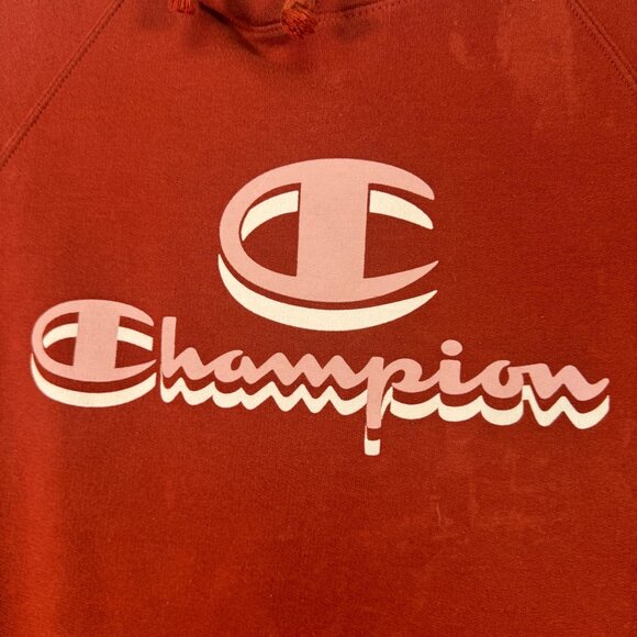 Champion Authentic Athleticwear Red Graphic Hoodie XL Logo Front Kangaroo Pocket - Picture 2 of 9